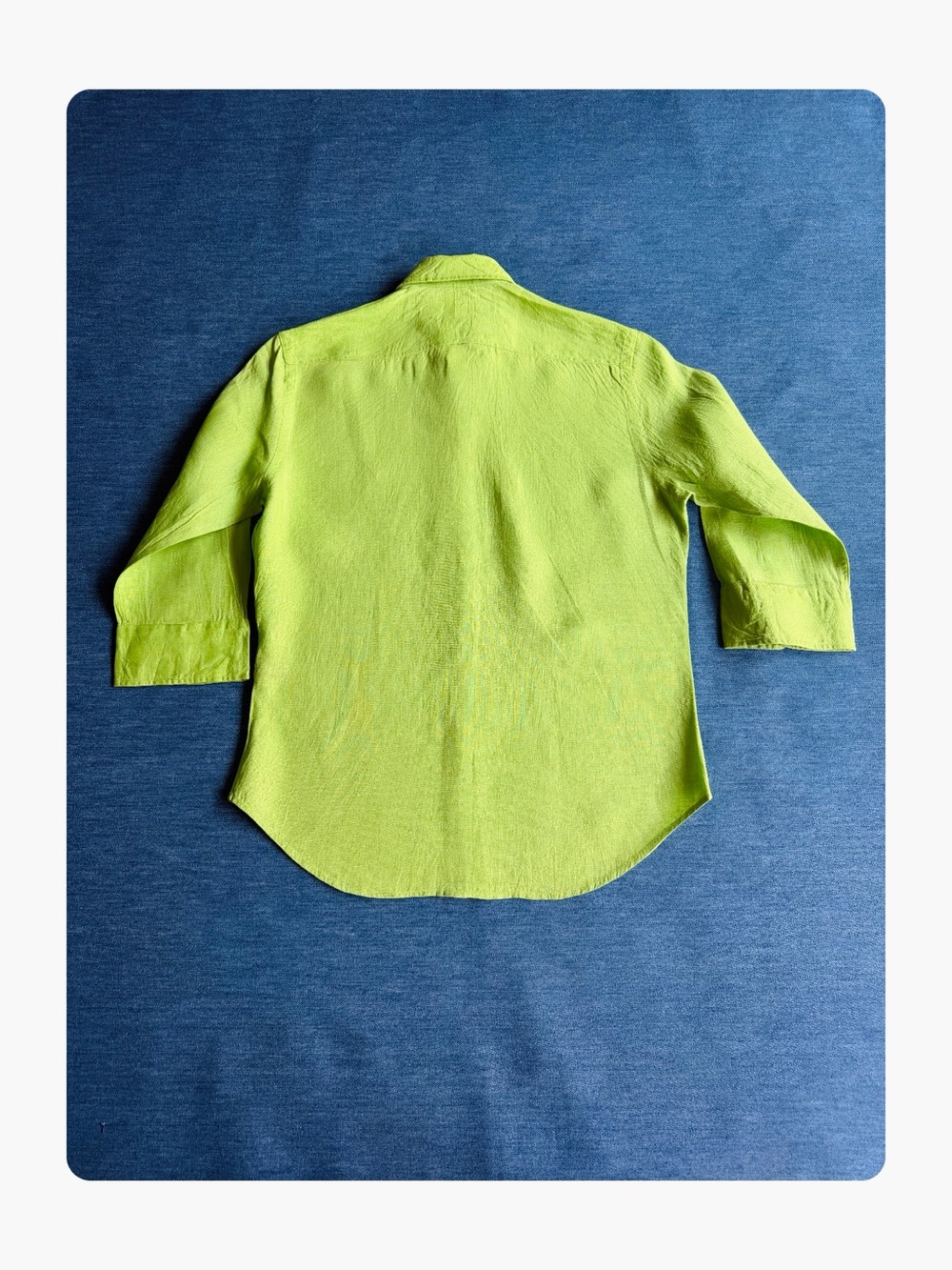 ★Ralph Lauren Sport Slim Fit Seasonal Staple 100% Linen 3/4 Blouse Lime Green 4★ - Picture 6 of 11